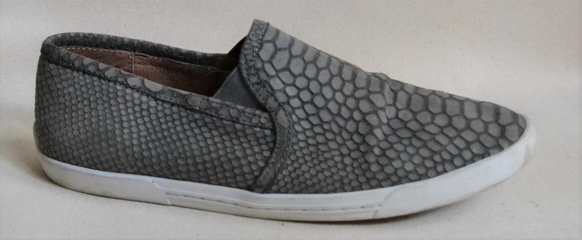 Joie Huxley Gray Leather Snakeskin Embossed Sneakers Size