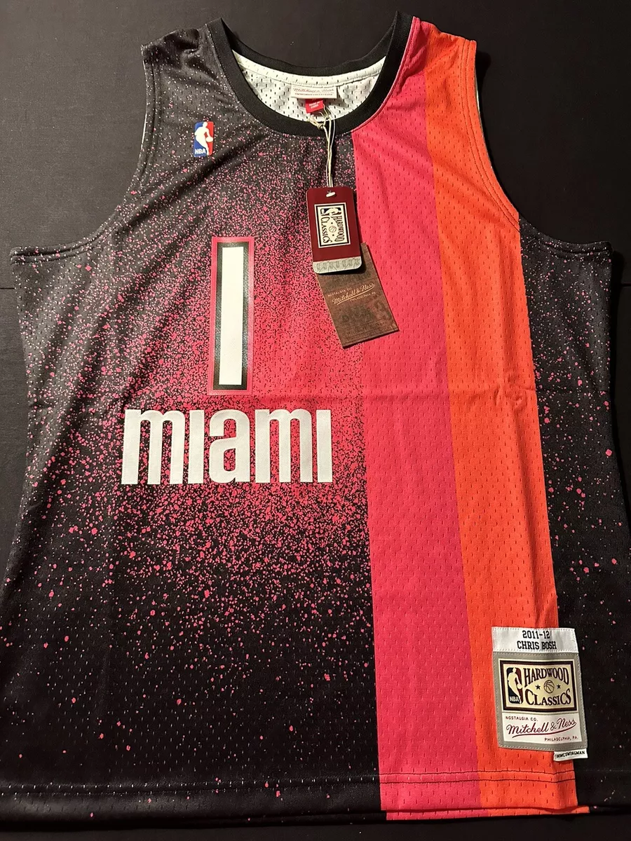 Miami Heat Chris Bosh #1 Mitchell & Ness Men Splatter NBA Swingman  Jersey 2XL