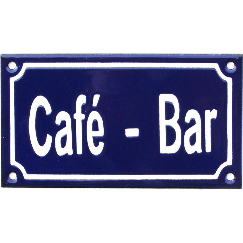 Plaque émaillée CAFÉ BAR 10x18cm - Enseigne plate traditionnelle en acier noir et blanc