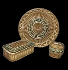 4 Pc VTG Dee Bee Co Imports Ashtray Trinket Dish Boho Mandala Japan Decor