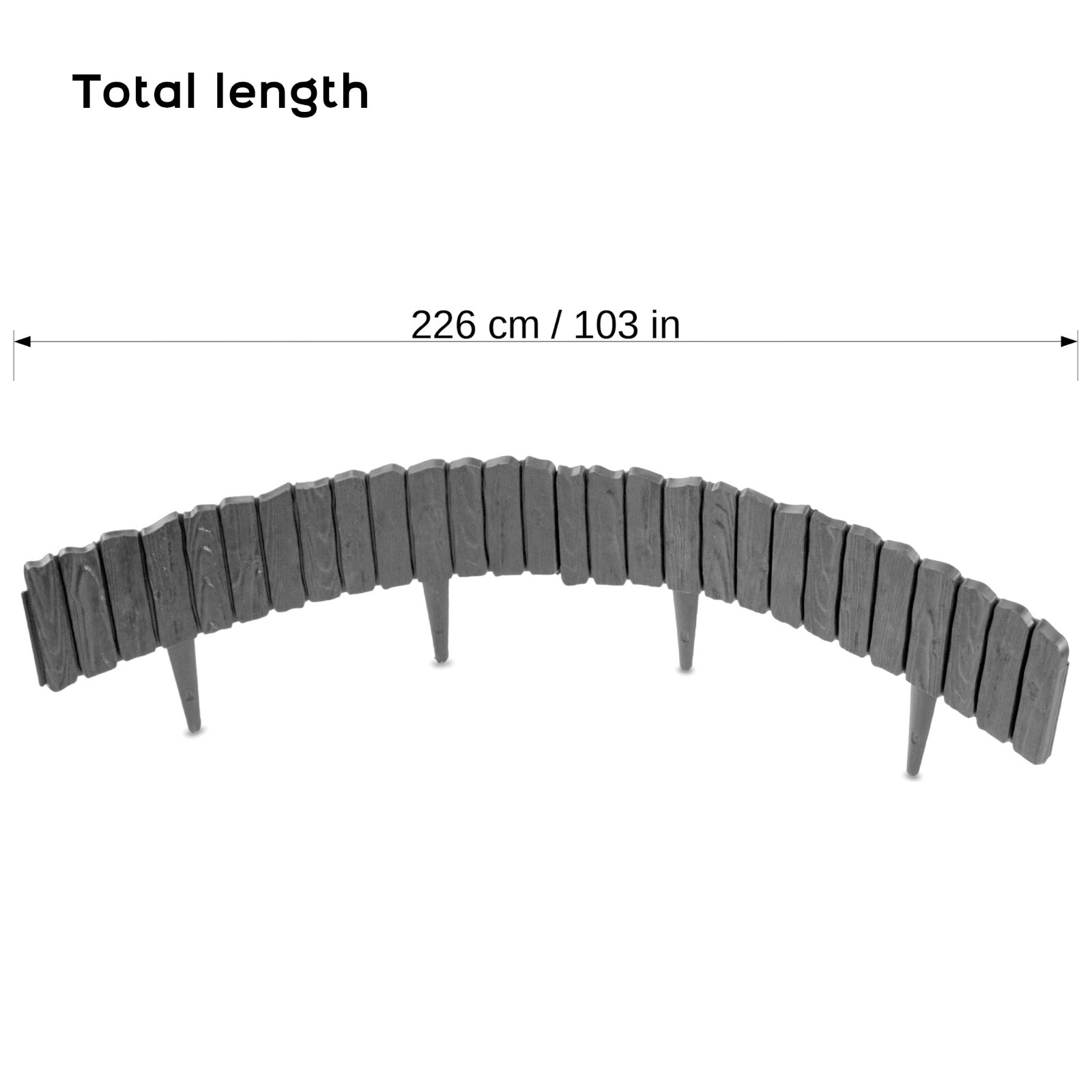 Lawn Edging Border 2.26 m / 7.4 ft Long Garden Palisade Wood Effect Flower Beds