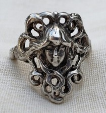 Antique 1920's Art Nouveau RING! 6.25, Vintage Gaia Goddess, 925 Sterling Silver