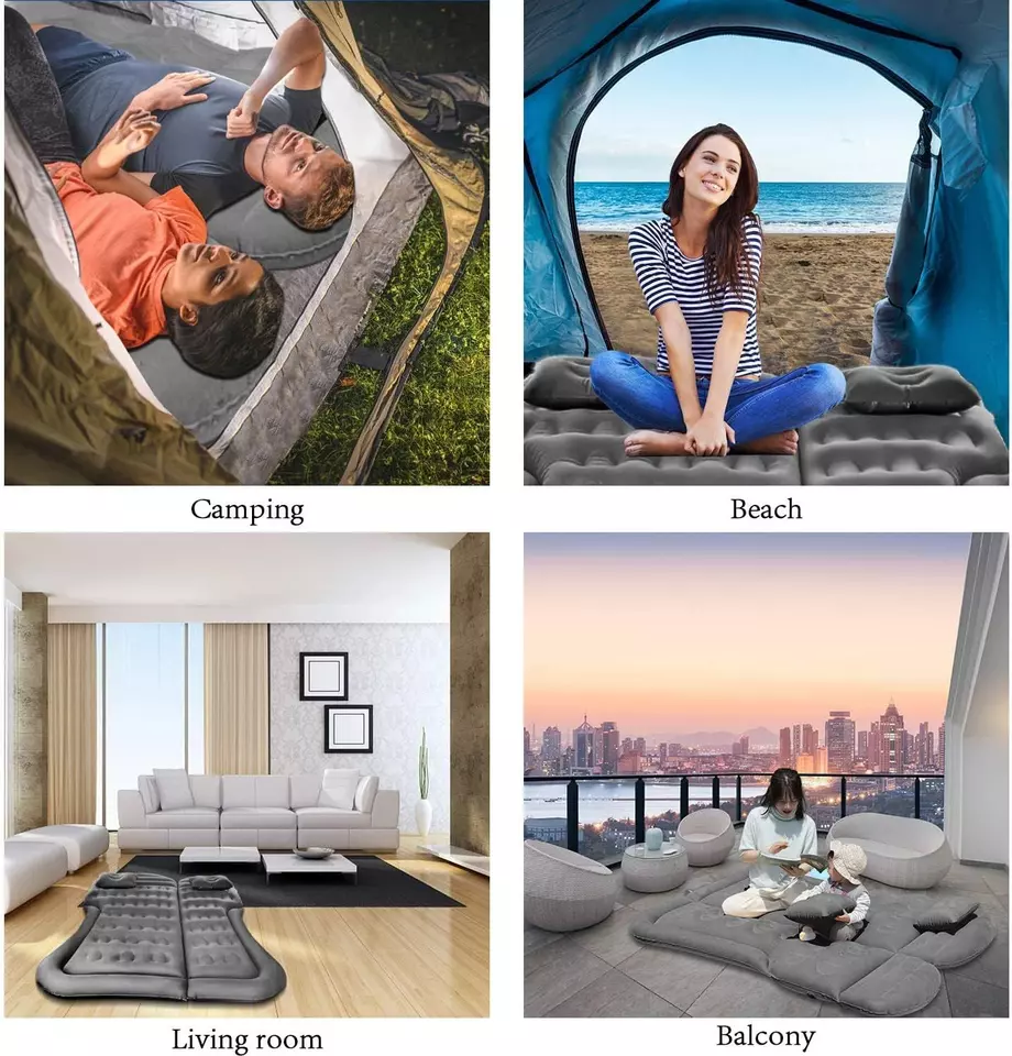 SAYGOGO SUV Colchón de Aire Camping Cama Cojín Almohada - Inflable Completo, Gris  Foto 4 de 4