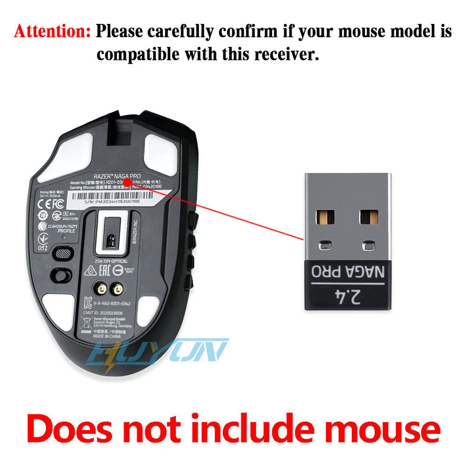 USB Receiver USB dongle Adapter for Razer Naga PRO Wireless Gaming Mouse - Image 3 of 4