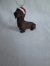 3" Resin Dachshund Dog With Santa Hat Christmas Ornament, New LAST 1