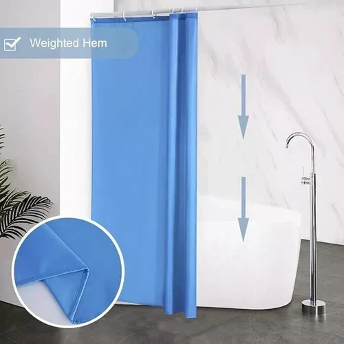 Bathroom Shower Curtain–Plain Blue Polyester 72x78 Inches, Waterproof & Durable - Picture 1 of 7