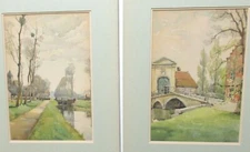 PAIR OF MARC MARKOVITCH OLD COLORED LANDSCAPE LITHOGRAPHS 