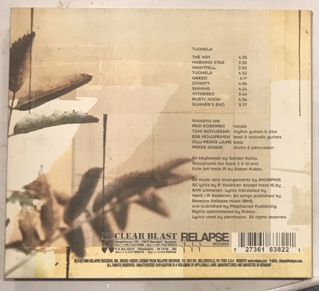 Amorphis - Tuonela CD 1999 Nuclear Blast – NB 382-9 [Limited