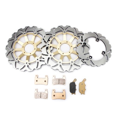 3 Front Rear Brake Rotors Pads for Honda CBR600F CBR 600 F SuperSport 1999-2000
