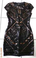 Express Sheath Dress Sequins Bling Geometric Black Gold Womens Small F820