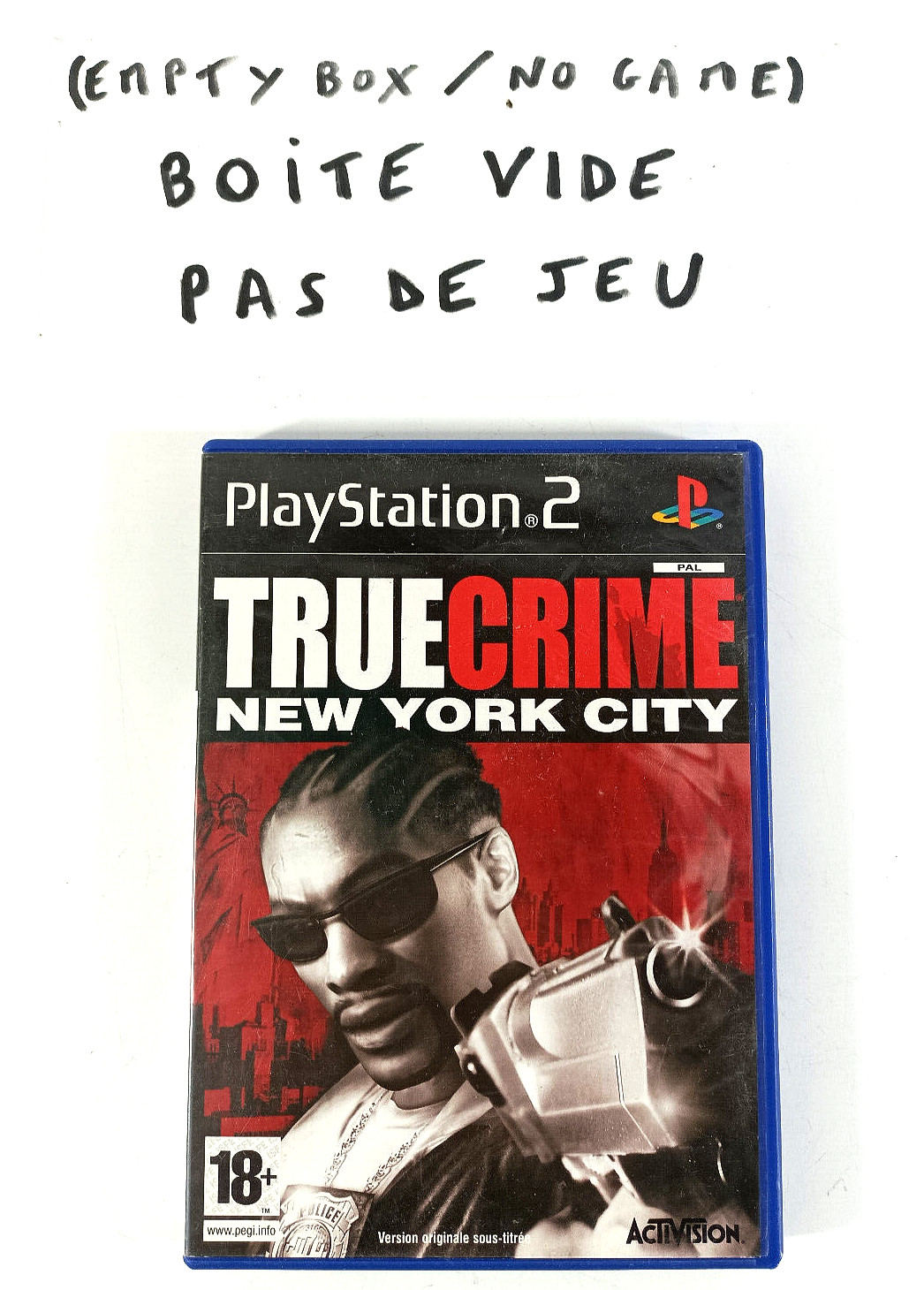 Playstation 2 PS2 VF  True Crime New York City  PAS DE JEU BOITE VIDE