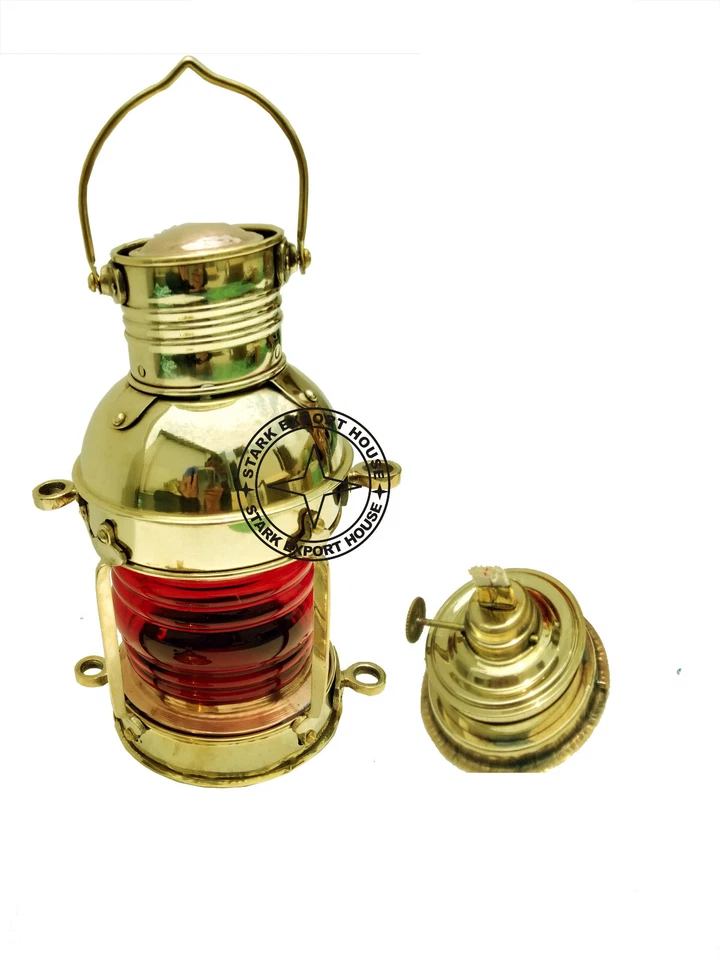 Lámpara de mesa y colgante de latón lámpara de aceite de vidrio decoración del hogar (11,5 pulgadas) roja Foto 2 de 4