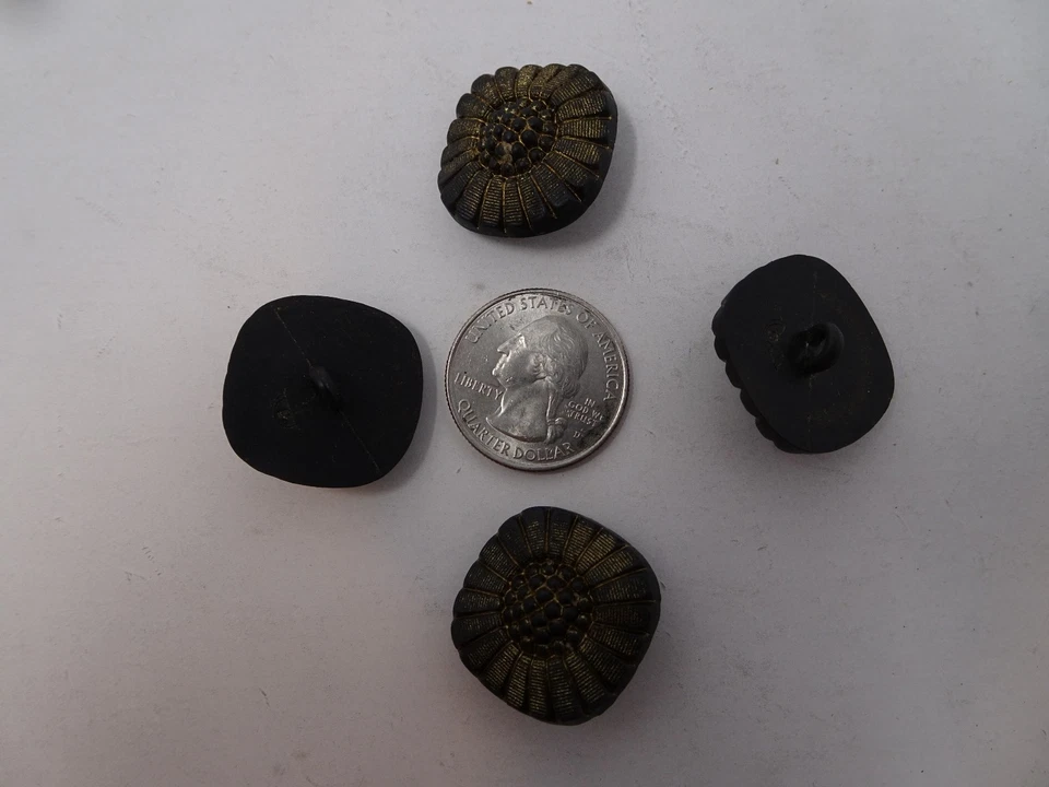 Vintage Gold and Black Round Sunburst 3D Shank Buttons 24mm Lot of 100 B80 - Image 3 of 4