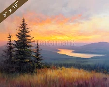 Acadia sunrise at Cadillac Mountain oil painting 8x10 Print