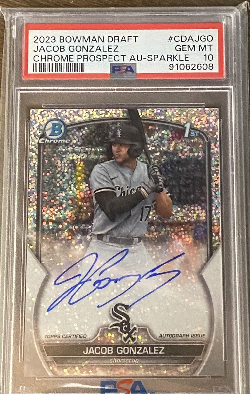 2023 Bowman Draft Chrome Jacob Gonzalez WHITE SOX PSA 10 SPARKLE AUTO 1ST RC /71