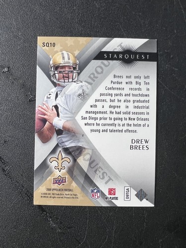2008 Upper Deck Starquest #SQ10 Drew Brees New Orleans Saints - Foto 2 di 2