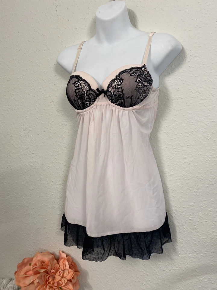 Sexy Camisón Babydoll Gilligan & O'Malley Rosa Chifón Quimise Mujer Talla S Acolchado Foto 2 de 4