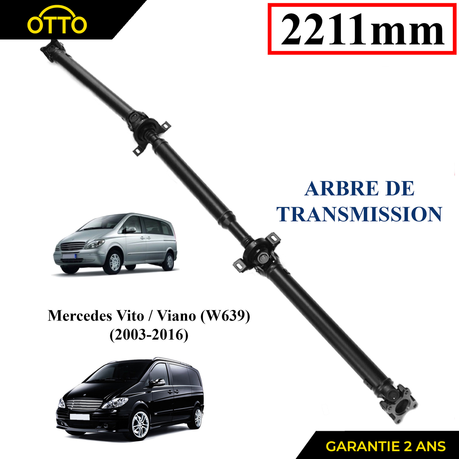 Arbre de transmission Vito W639 anti-vibration, stop aux bruits de pont arrière A6394103206