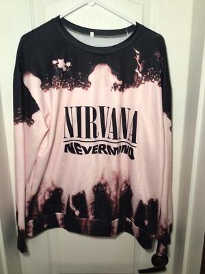 Nirvana Nevermind XL Long Sleeve Shirt/Sweatshirt Pink Black