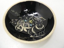 JOHN WILLIAMS AUSTRALIAN POTTERY HAND PAINTED DONKEY FLOWER CART DISH BOWL SIGN