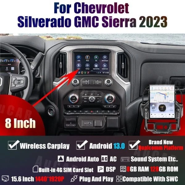 2019-2023 Chevrolet Silverado Tesla Vertical Screen 15.6" CarPlay GPS Radio 128G - Image 4 of 4