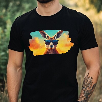 Mens Kangaroo Sunglasses Print Cotton T-Shirt Size XS to 5XL