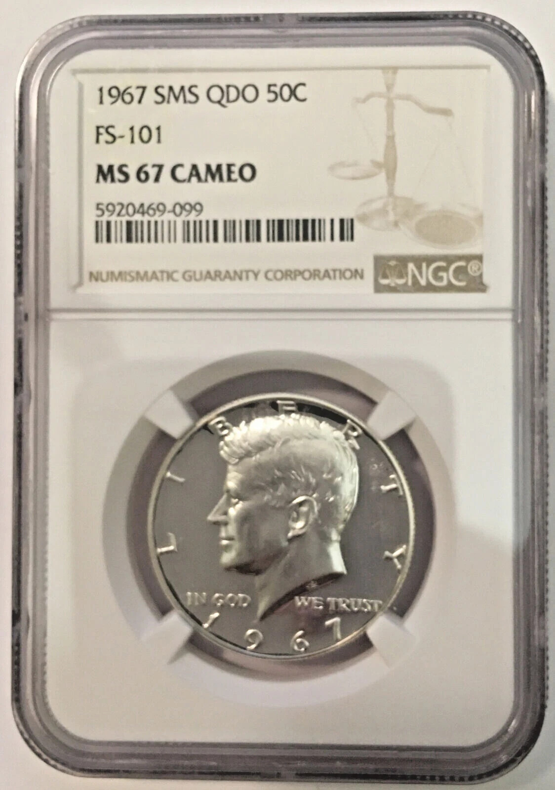 1967 SMS QDO FS-101 NGC MS67 Kennedy Half Dollar Cameo | eBay