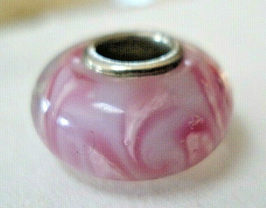 Green White Pink Murano Glass Leaves Charm on 925 Sterling Silver European Bead for Jewelry Making