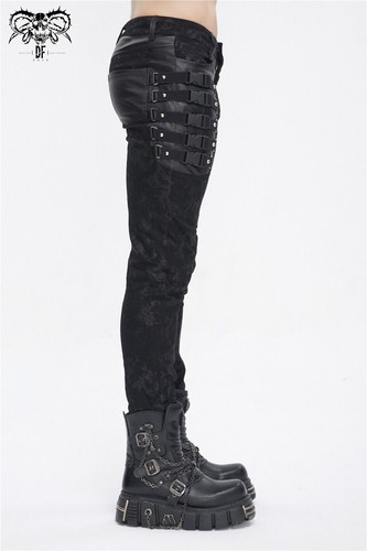 Devil Fashion Herren Schwarz Gothic Punk Multi-Schnallen Träger Hose Skinny Pants - Bild 8 von 18