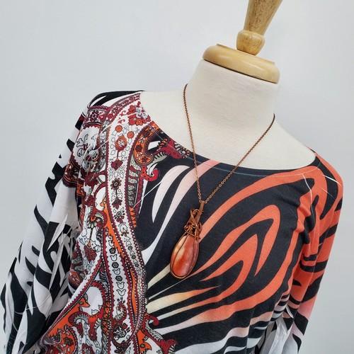 Chico's Career Top Blouse Womens Size 2 (L) Embellished Zebra Tiger Paisley - Picture 8 of 15