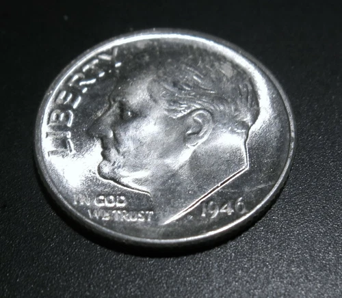 1946 D Roosevelt Dime 90% Silver  Uncirculated   First year minted E501