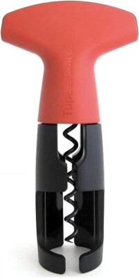 Tupperware wine opener corkscrew black-red