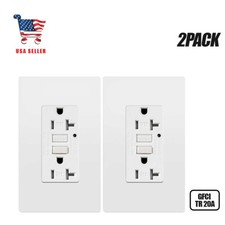 20A GFCI Receptacle Outlet, Tamper Resistant with LED Indicator, Wallplate 2pack