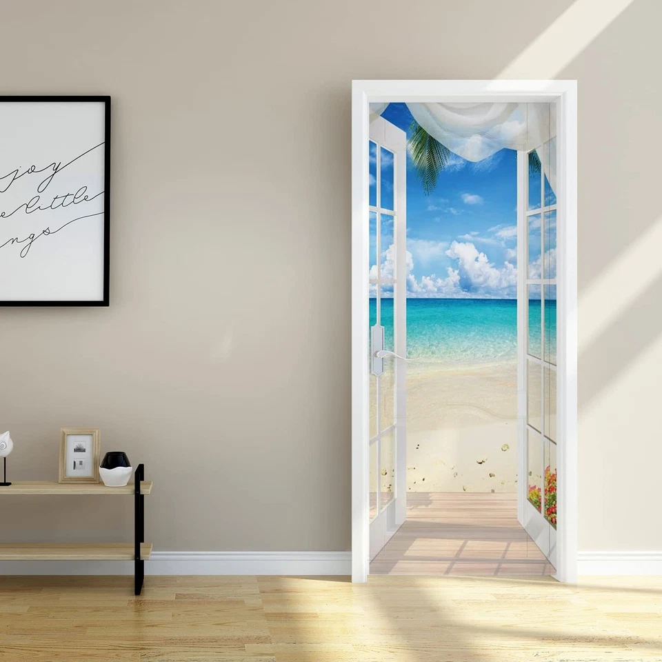 3D Stickers Porte Autocollants de Décoration pour Porte Paysage de Bord de Me... - Photo 3/4
