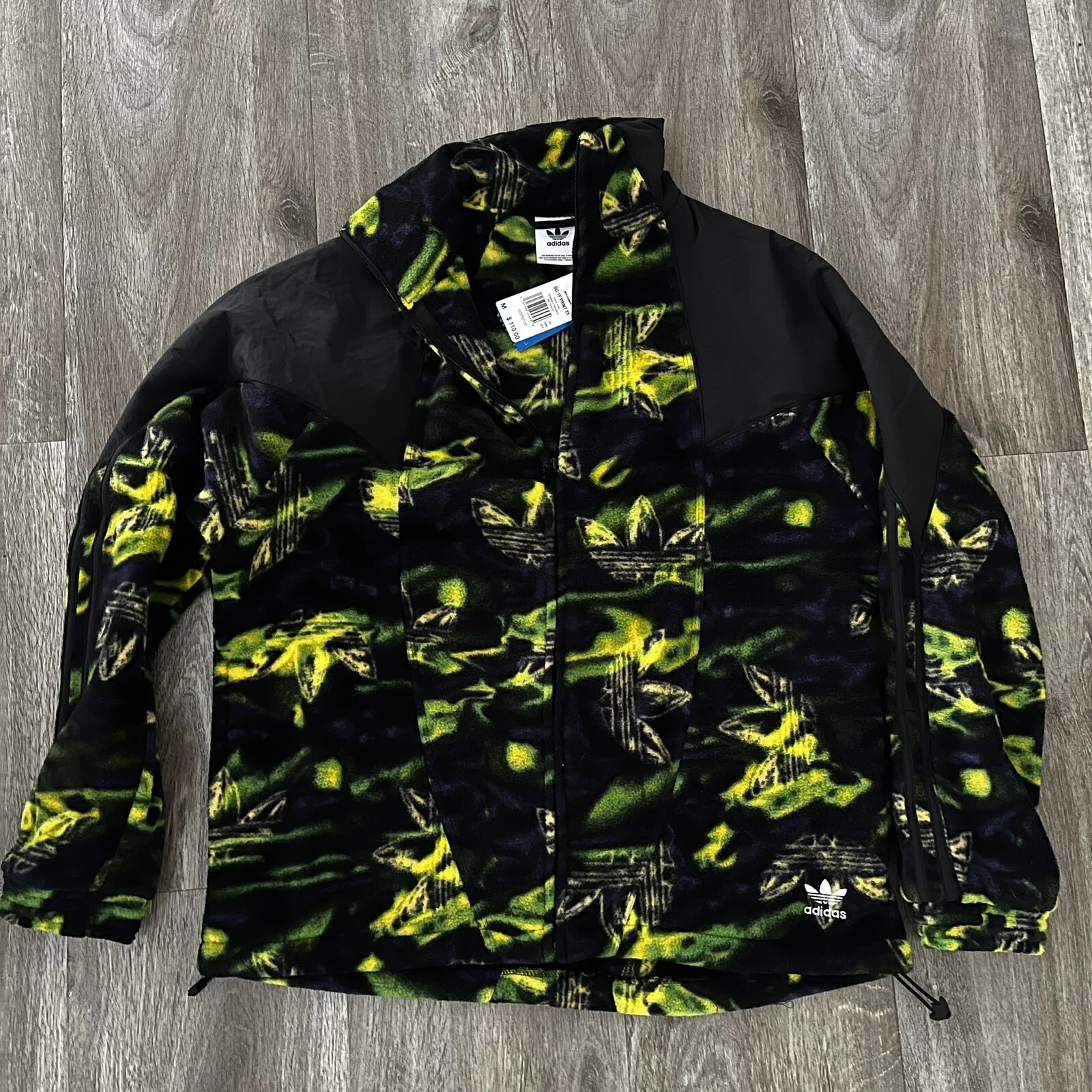 Adidas Fleece Jacket Mens Medium Trefoil Print NEW