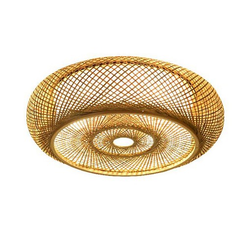 Rustic Bamboo Ceiling Light Art Pendant Lamp Drum Shape Wicker Rattan Fixture US - Picture 11 of 14