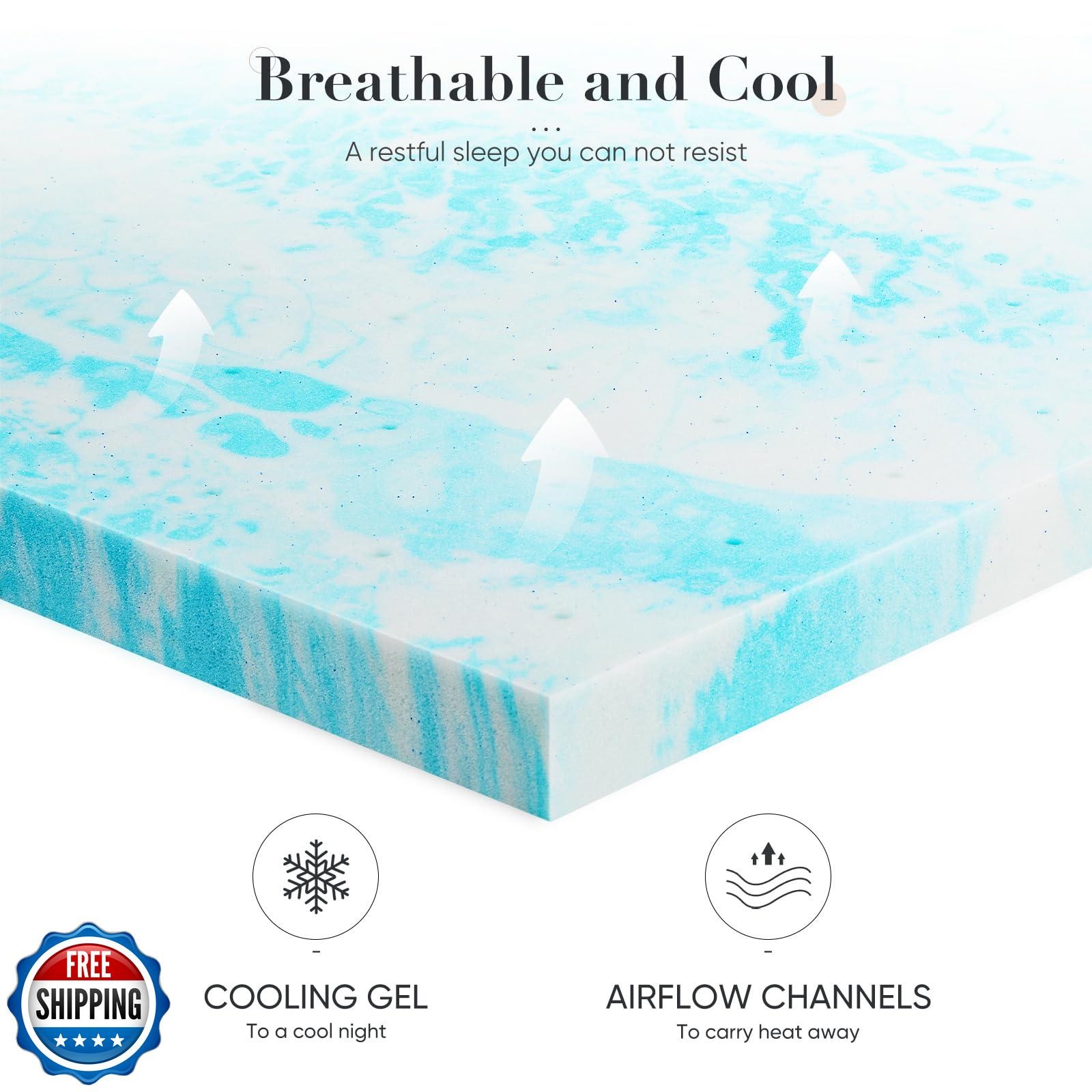 DUMOS Memory Foam Mattress Topper Full, 3 Inch Thick Gel Infused 