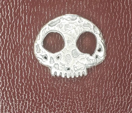 4.8 Grams .999 Fine Silver Skull Haloween Hand Pour, Letz Go Made Bullion Bar