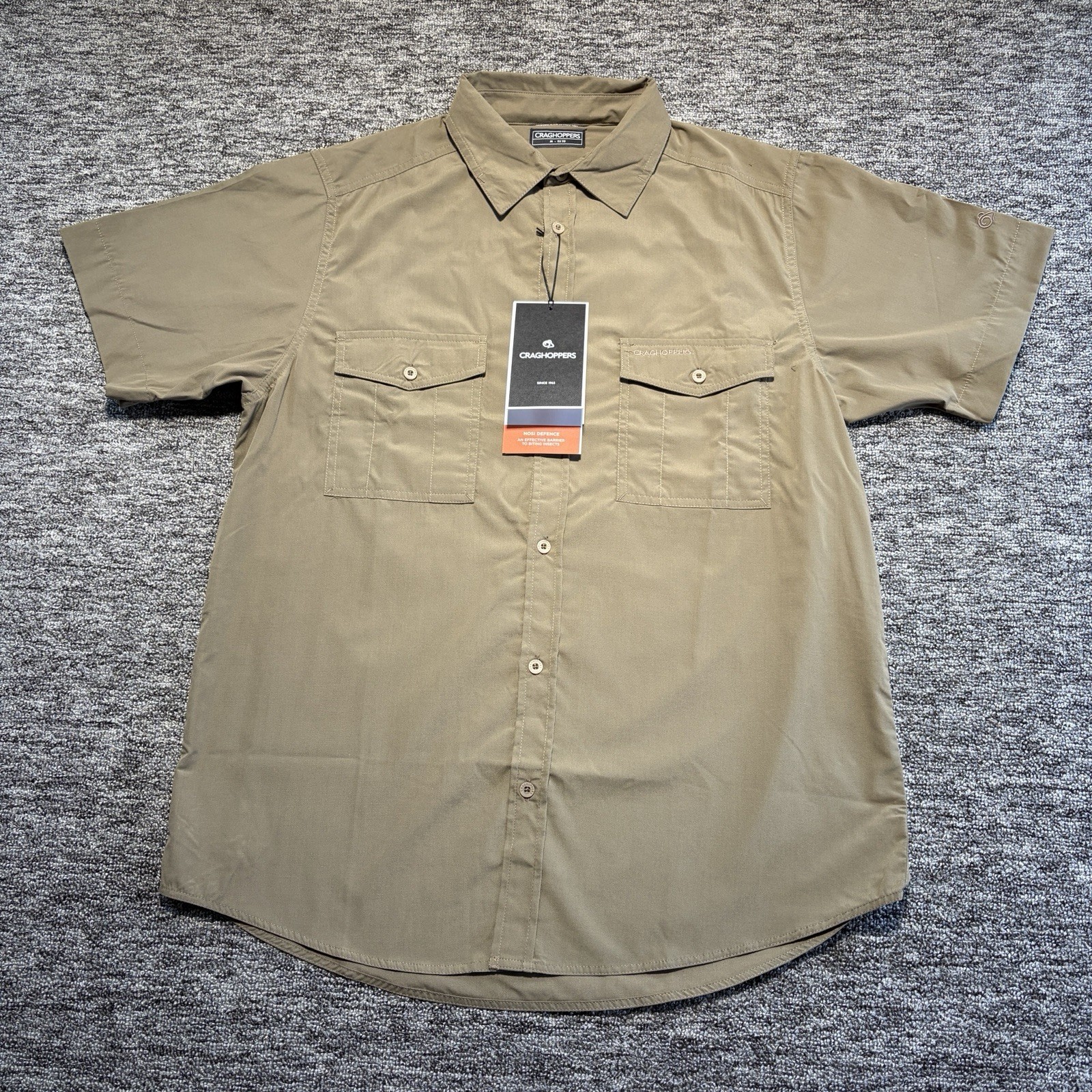 Craghoppers Kiwi Shirt Mens Medium Khaki Nosi Defence Insect Protection New