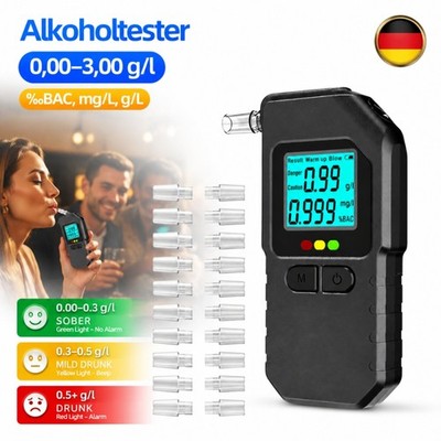 Alkoholtester Polizeigenau digital Atem-Messgerät Doppel-LCD-Display Mundstücke