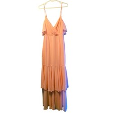 Lulu's pink cold shoulder flutter sleeve maxi dress size medium