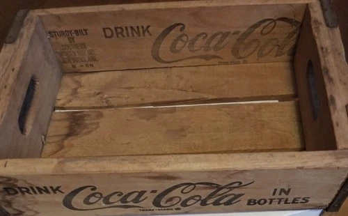 Vintage DRINK COCA COLA In Bottles Wood Carrier Crate Case Los Angeles 66
