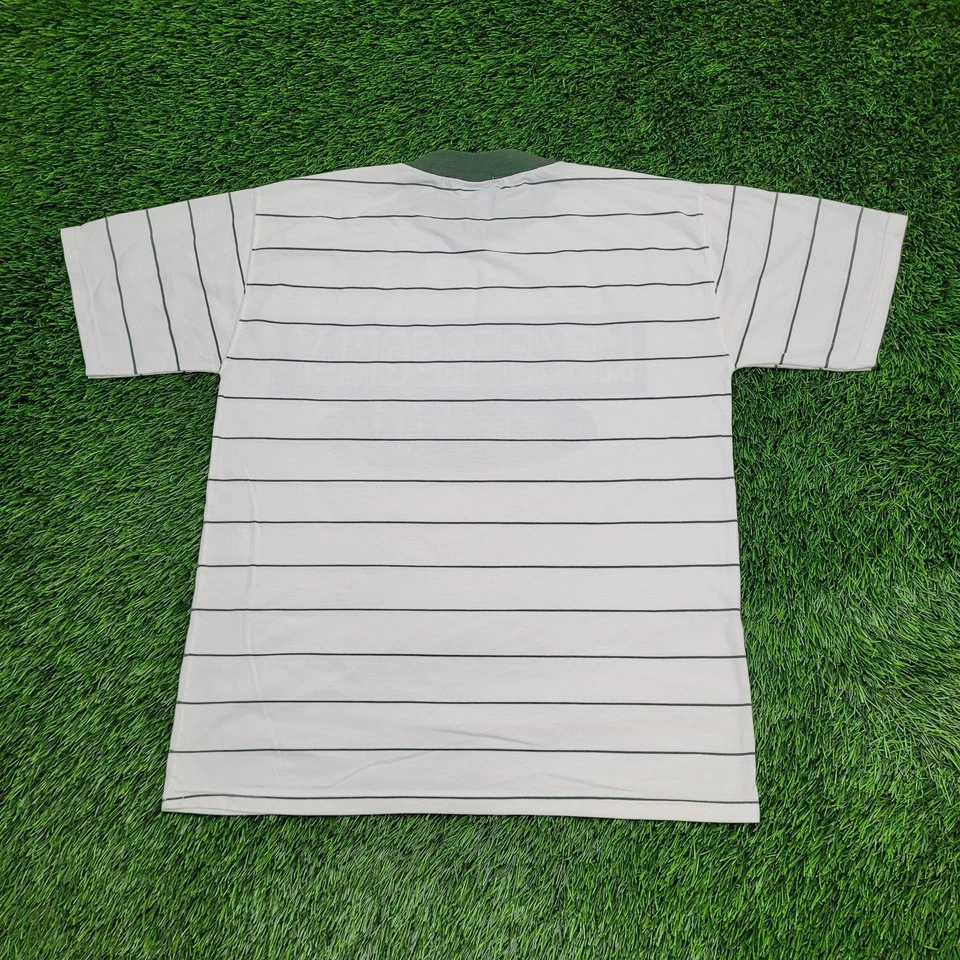 Camisa Vintage Años 90 Solo Rayas Miembros M/L 21x27 Blanco Verde Foto 2 de 4