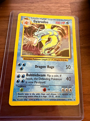 Gyarados 6/102 Holo Rare Base Set Unlimited Pokemon MP 1999