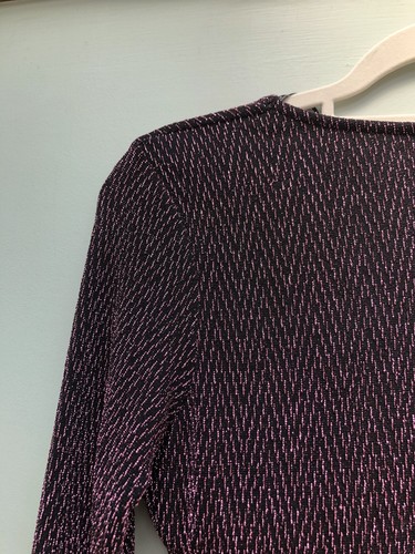 Ladies Wrap Dress Size 10 Pink Black Red Herring Glitter V-Neck Long Sleeve VGC - Picture 7 of 11
