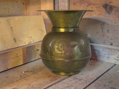 redskin brand chewing tobacco spittoon value Vintage Redskin Brand Chewing Tobacco Cut Plug Brass Spittoon Original  Patina