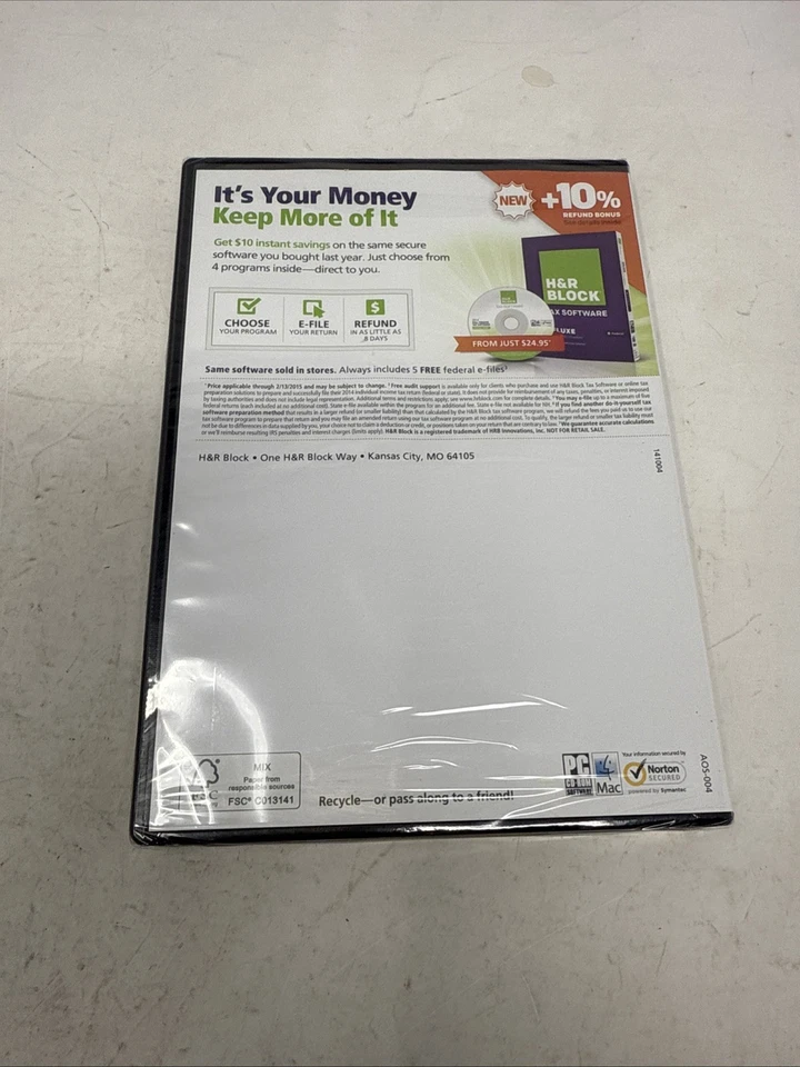 H & R Block One-Stop Shopping Tax Software 2014 Tax Year-RARE-SHIP N 24 HRS-NEW - Image 4 of 4
