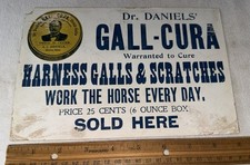ANTIQUE DR DANIELS GALL CURA ADVERTISING POSTER SIGN HORSE FARM VET MEDICINE