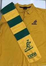 Aus Rugby Union Australian Wallabies Ladies Size 16 Polo VGC + Felt Scarf Yenda