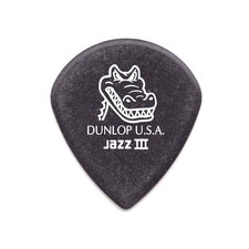 Jazz III Black Guitar Picks Gator Grip Matte Surface Nonslip 6 Pack